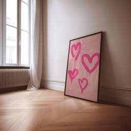 Hearts 2 Unframed Print - Heart Poster Spray Paint Graffiti Prints Painting Colourful Decor - thumbnail 2