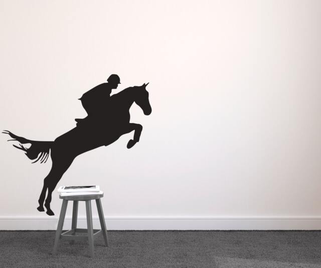 Equestrian Rider Jumping Sports - Wall Decal Custom Vinyl Art Stickers - image 1