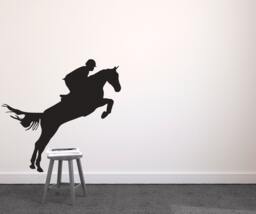 Equestrian Rider Jumping Sports - Wall Decal Custom Vinyl Art Stickers - thumbnail 1