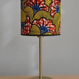 Red & Yellow Wax Print Lampshade, Pendant Light, African Lighting, Fabric Lampshade With Wedding Flower Design, Table Lamp, Boho Ceiling Light - thumbnail 3