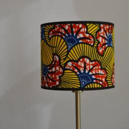 Red & Yellow Wax Print Lampshade, Pendant Light, African Lighting, Fabric Lampshade With Wedding Flower Design, Table Lamp, Boho Ceiling Light - thumbnail 2
