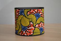 Red & Yellow Wax Print Lampshade, Pendant Light, African Lighting, Fabric Lampshade With Wedding Flower Design, Table Lamp, Boho Ceiling Light - thumbnail 1