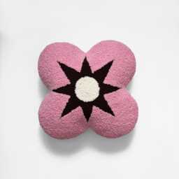 Blush Pink Punch Needle Pillow Handmade 12x12 Decorative Cushion - thumbnail 3