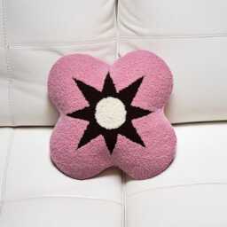 Blush Pink Punch Needle Pillow Handmade 12x12 Decorative Cushion - thumbnail 2