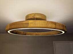 Ivylux Handcrafted Walnut Wooden Led Ceiling Flush Mount Lamp With Dimmable Warm Light