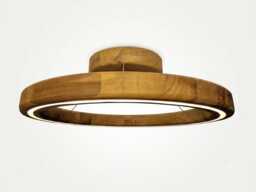 Ivylux Handcrafted Walnut Wooden Led Ceiling Flush Mount Lamp With Dimmable Warm Light