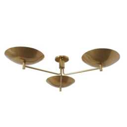 Brushed Brass Sputnik Chandelier, Mid Century Modern 3-Light Ceiling Lamp - thumbnail 3