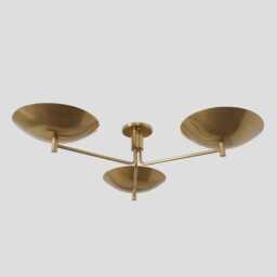 Brushed Brass Sputnik Chandelier, Mid Century Modern 3-Light Ceiling Lamp - thumbnail 1