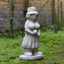 Concrete Granny Garden Statue Woman Holding Apple Vintage Style Sculpture Elderly Lady Ornament Cement Outdoor Figure Yard Deco Lady - thumbnail 3