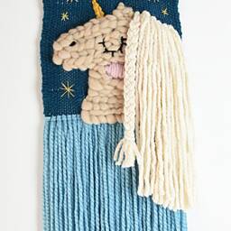 Unicorn Woven Wall Hanging, Boho Kids Room Decor, Nursery Tapestry, Wool Yarn Art - thumbnail 2