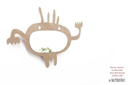 Safety Mirror Alien With Led Light - Wall Decor Nursery Kid Wooden - thumbnail 1