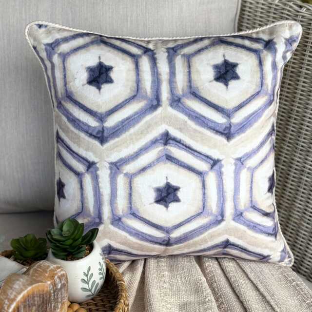 Purple Velvet, Ikat Pattern, Contemporary Throw Pillow Cover/Euro Sham - Batik - image 1