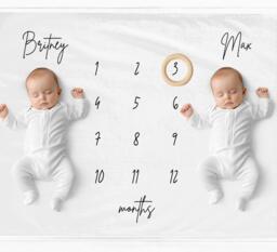 Personalised Twins Blanket Monthly Photo Milestone Mat - thumbnail 1