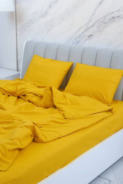 Mustard Yellow 100% Cotton Fitted Sheet Ultra Soft 300Tc - image 1
