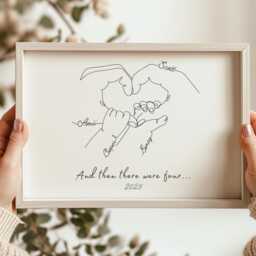 Personalised Second Baby Hand Line Art, Newborn Print, Mummy Birthday - thumbnail 2
