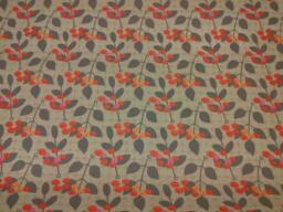Curtain Panel Beige Brown Grey Leaves Red Orange Berries Modern Decor Cafe Curtain Kitchen Valance , Pillow Runner Napkins Great Gift