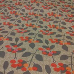 Curtain Panel Beige Brown Grey Leaves Red Orange Berries Modern Decor Cafe Curtain Kitchen Valance , Pillow Runner Napkins Great Gift - thumbnail 2