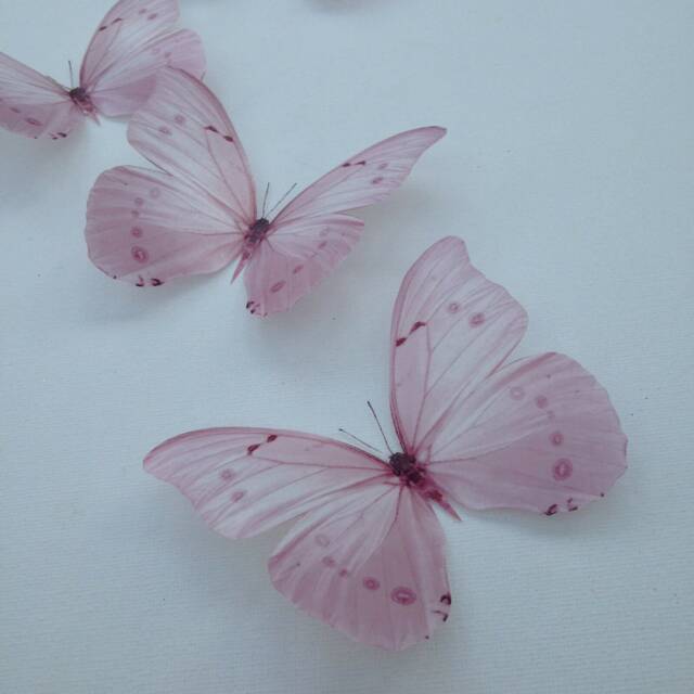 Pastel Pink 3D Butterfly Wall Decor Nursery, Baby Shower - Set Of 6 - image 1