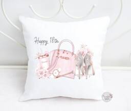Personalised 16Th Birthday Cushion Gift/18Th 21st Sentimental Rose Gold Handbag & Shoes