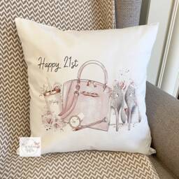 Personalised 16Th Birthday Cushion Gift/18Th 21st Sentimental Rose Gold Handbag & Shoes - thumbnail 2