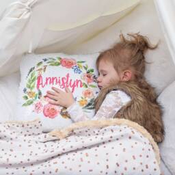 Personalized Sequin Pillowcase Gold Accents, Girls Room Decor - thumbnail 3