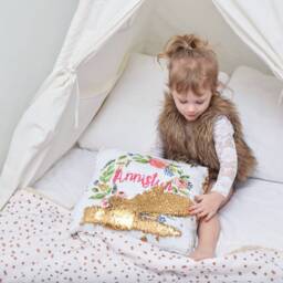 Personalized Sequin Pillowcase Gold Accents, Girls Room Decor
