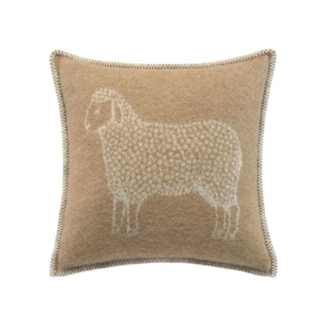 Brown Sheep Cushion Cover - Pure Wool Reversible Pillowcase 45 X 45cm/ 18 18 - image 1