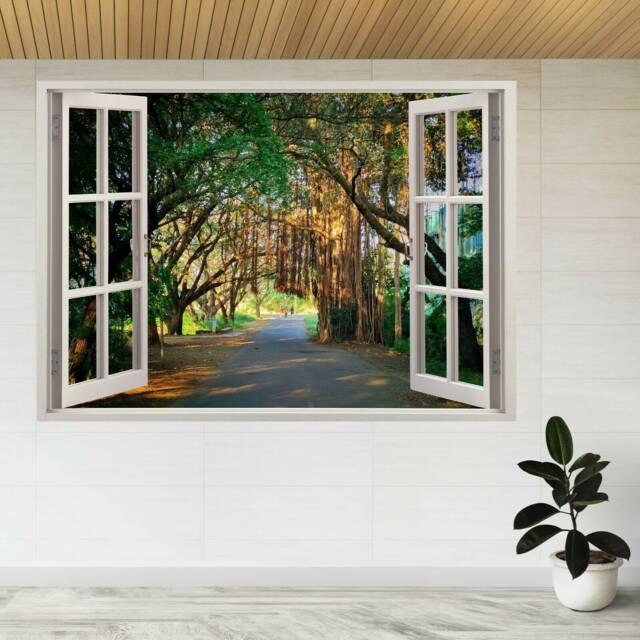 Banyan Trees Forming A Tunnel 3D Window View Wall Sticker Poster Decal A293 - image 1