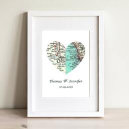 Custom Heart Map Art Print Personalized City To Couple's Gift - thumbnail 1