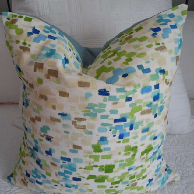 Colorful Squares Pillow Cover Handmade Cotton Toss - image 1