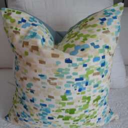 Colorful Squares Pillow Cover Handmade Cotton Toss - thumbnail 1