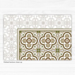Tiles Linoleum Rug, Vinyl Floor Mat. Sepia Tiles Printed On PVC Carpet, Beige Design. Art Mat - thumbnail 3