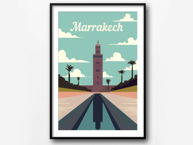 Marrakech Vintage Travel Poster Retro Morocco Print - image 1