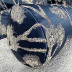Decorative Navy Bolster Cushion 16x6 Altamira Ink Ashley Wilde Luxury Floral Pillow Handmade UK Kk Pearl Decor - thumbnail 2