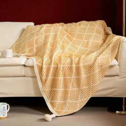 Boho Sunshine Woven Throw Cozy Soft Knit Sofa Blanket With Geometric Pattern, Modern Decor Housewarming Gift & Stylish - thumbnail 3
