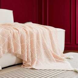 Boho Sunshine Woven Throw Cozy Soft Knit Sofa Blanket With Geometric Pattern, Modern Decor Housewarming Gift & Stylish - thumbnail 2