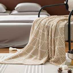 Boho Sunshine Woven Throw Cozy Soft Knit Sofa Blanket With Geometric Pattern, Modern Decor Housewarming Gift & Stylish - thumbnail 4
