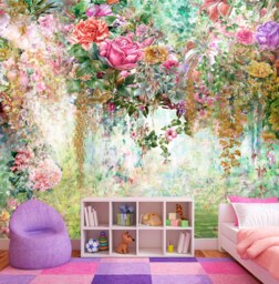 Extra Large 3D Flower Wallpaper Floral Garden Wall Mural Bedroom Baby Girl Exclusive Design Photo - thumbnail 1