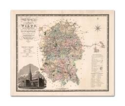 Wiltshire Map, Map Of The County Wilts From An Actual Survey Made in Years 1819 & 1820, English County Print - thumbnail 1