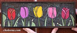 Multicolor Tulip - Paper Tile Mosaic - Mini - Original Art - Unique Process - Spring Rainbow Flower - Tulip Art - thumbnail 1