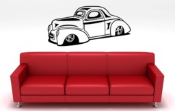 Large Hot Rod Decal, Vinyl Sticker, 40's Willys Hot Decor, 1940 Willys Wall Art, Mancave Garage Personalized - thumbnail 1