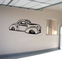 Large Hot Rod Decal, Vinyl Sticker, 40's Willys Hot Decor, 1940 Willys Wall Art, Mancave Garage Personalized - thumbnail 2