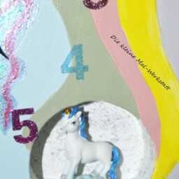 Children's Room Clock With Unicorn Hand-Painted Rainbow Colors - thumbnail 3