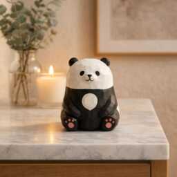 Handcrafted Wooden Panda Figurine - Mini Ornament Cute Animal Desk Decor Small Shelf Figure Gift For Lover - thumbnail 3