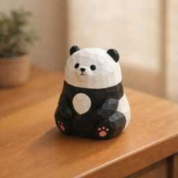 Handcrafted Wooden Panda Figurine - Mini Ornament Cute Animal Desk Decor Small Shelf Figure Gift For Lover - thumbnail 2