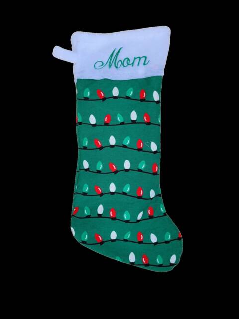 Personalized Christmas Stocking Embroidered Name, Lights Design - image 1