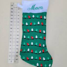 Personalized Christmas Stocking Embroidered Name, Lights Design - thumbnail 2