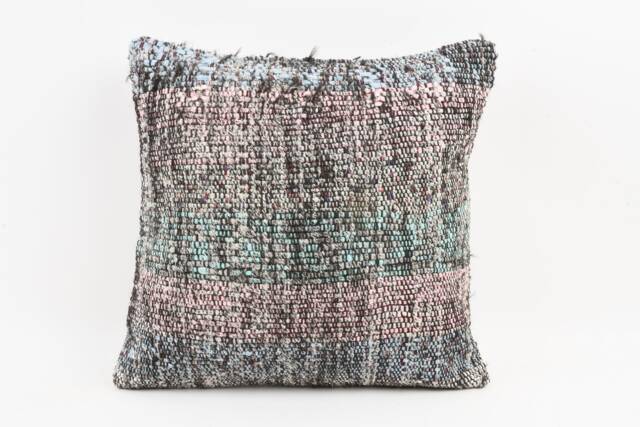 Handmade Turkish Kilim Pillow Embroidered Wool Cushion Cover - 18''x18'' - image 1