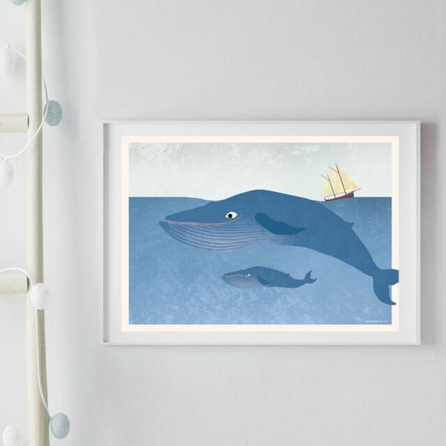 Poster Blue Whales, A4, Illustrations, Animal Poster, Birthday, Children's Birthday - image 1