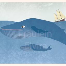 Poster Blue Whales, A4, Illustrations, Animal Poster, Birthday, Children's Birthday - thumbnail 2
